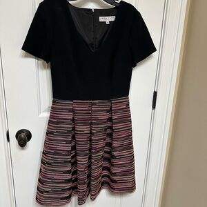 Trina Turk Black Dress with Pink Embroidery